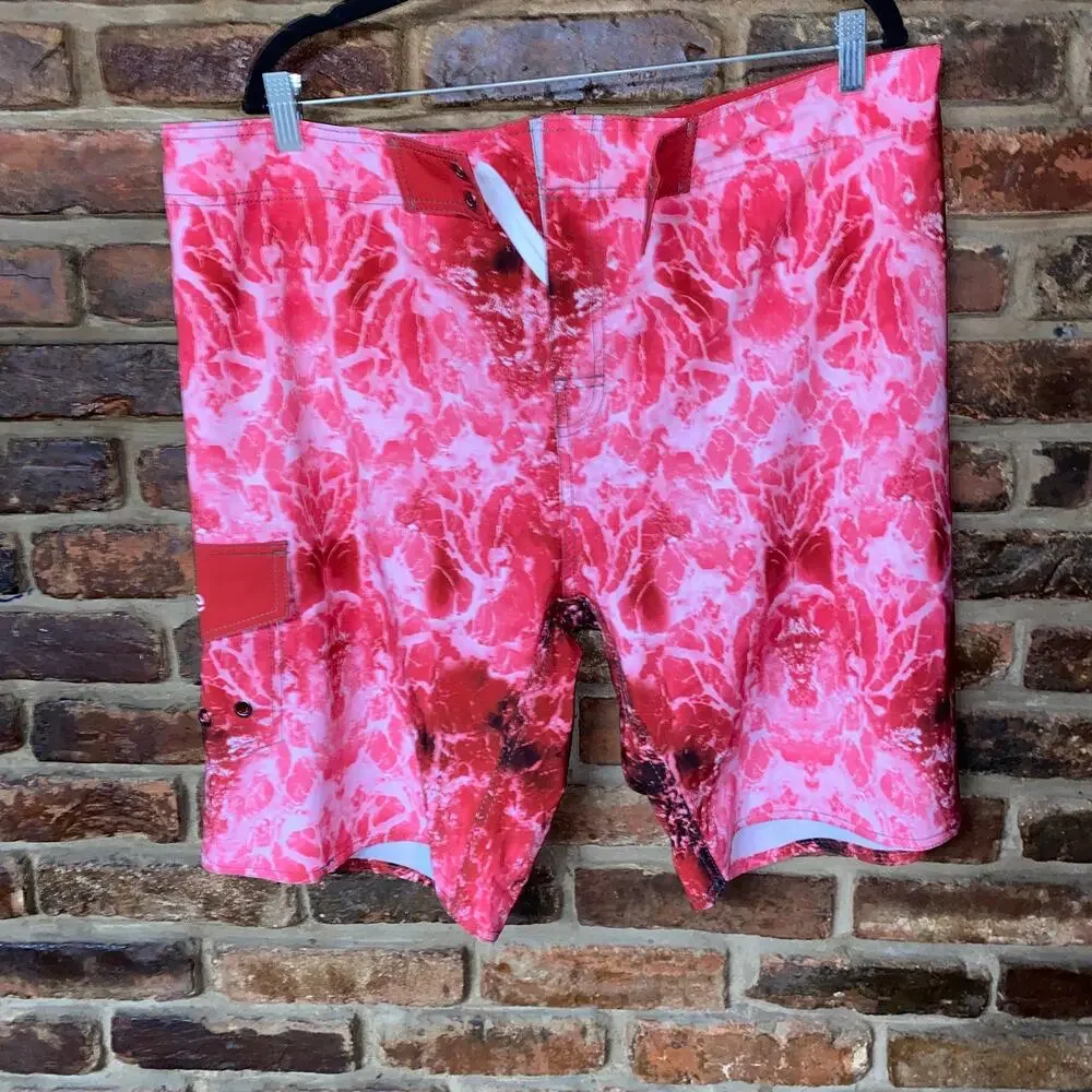 NWT Nonwe Red Tie Dye Sportswear Quick Dry Lined Board Shorts Men's Size 38
